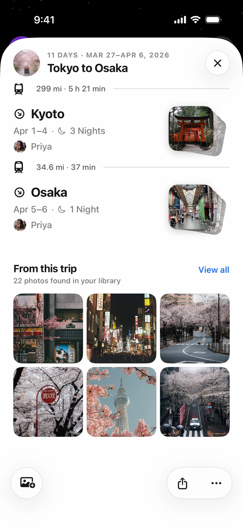 Tokyo to Osaka trip with 22 photos found in the photo library